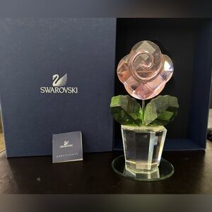 SWAROVSKI Large Crystal PINK ROSE Sculpture Happy Flower
